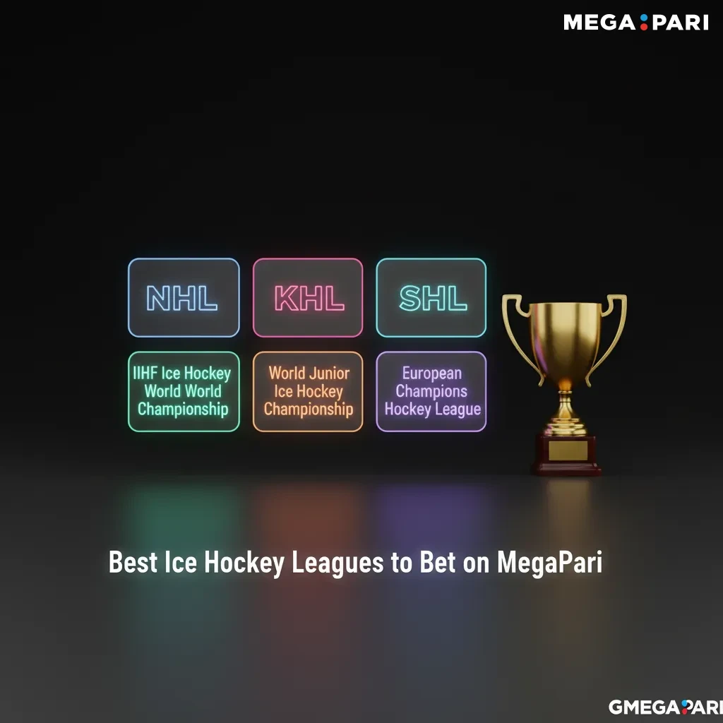 MegaPari ice hockey betting: NHL, KHL, SHL, Liiga, CHL, IIHF Worlds, Olympics with early lines and live odds updates.