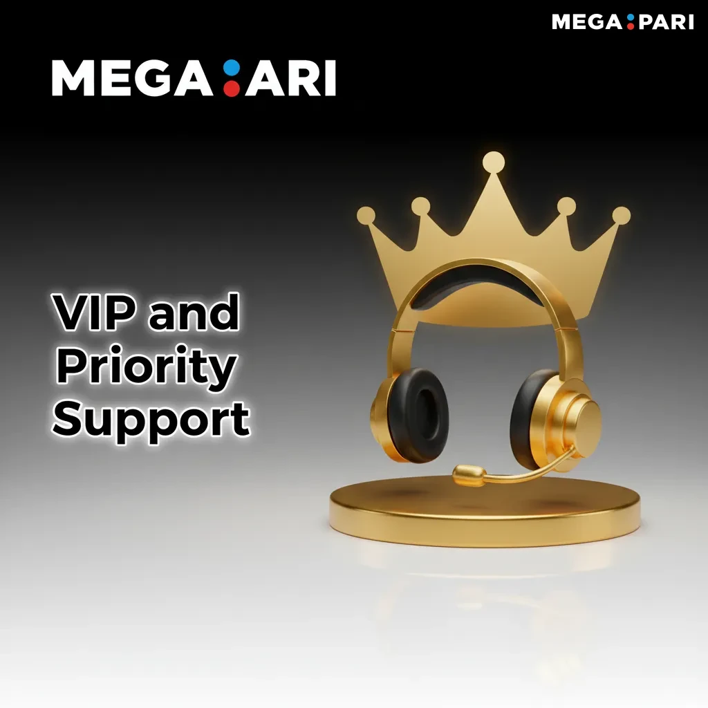 VIP badge and headset icon representing priority support for eligible MegaPari players with faster chat and email.