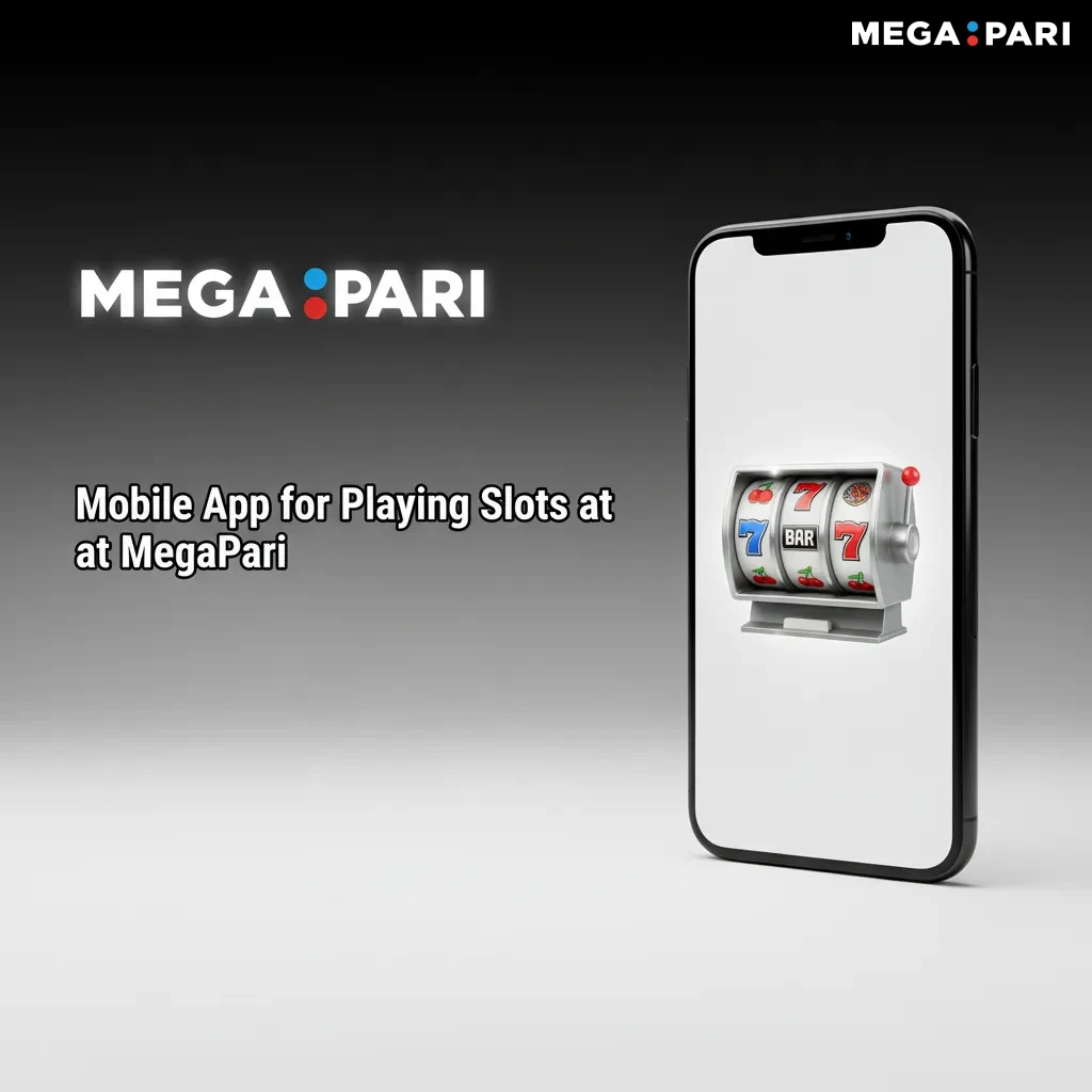 Smartphone displaying MegaPari slots app interface with reels, spin button, filters, and menu in portrait orientation.