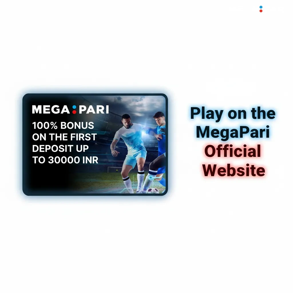Desktop browser showing official MegaPari website with betting markets, live odds, and account tools; no app needed.